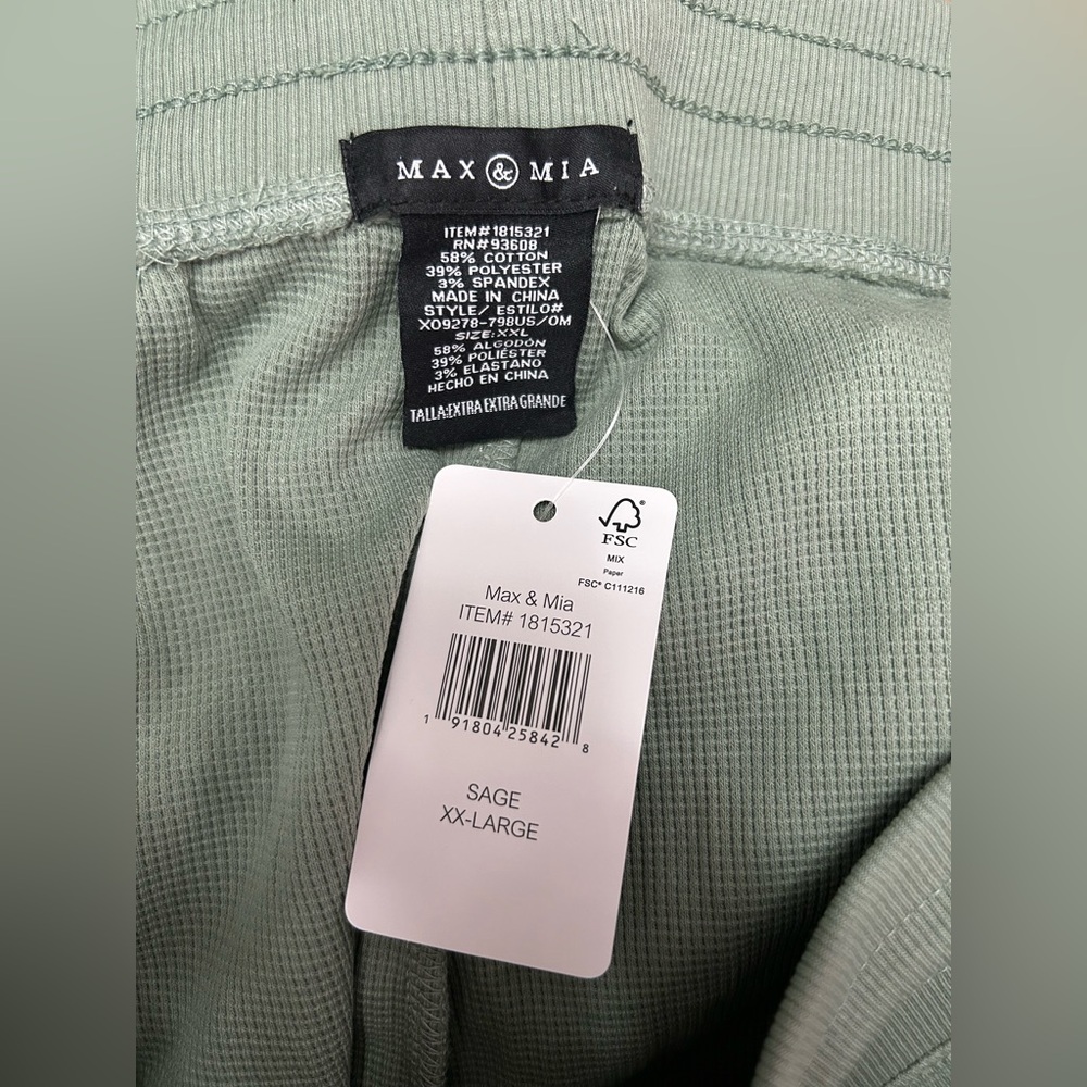 Max & Mia Sage Green XXL Waffle Knit Jogger Pants - Picture 5 of 9